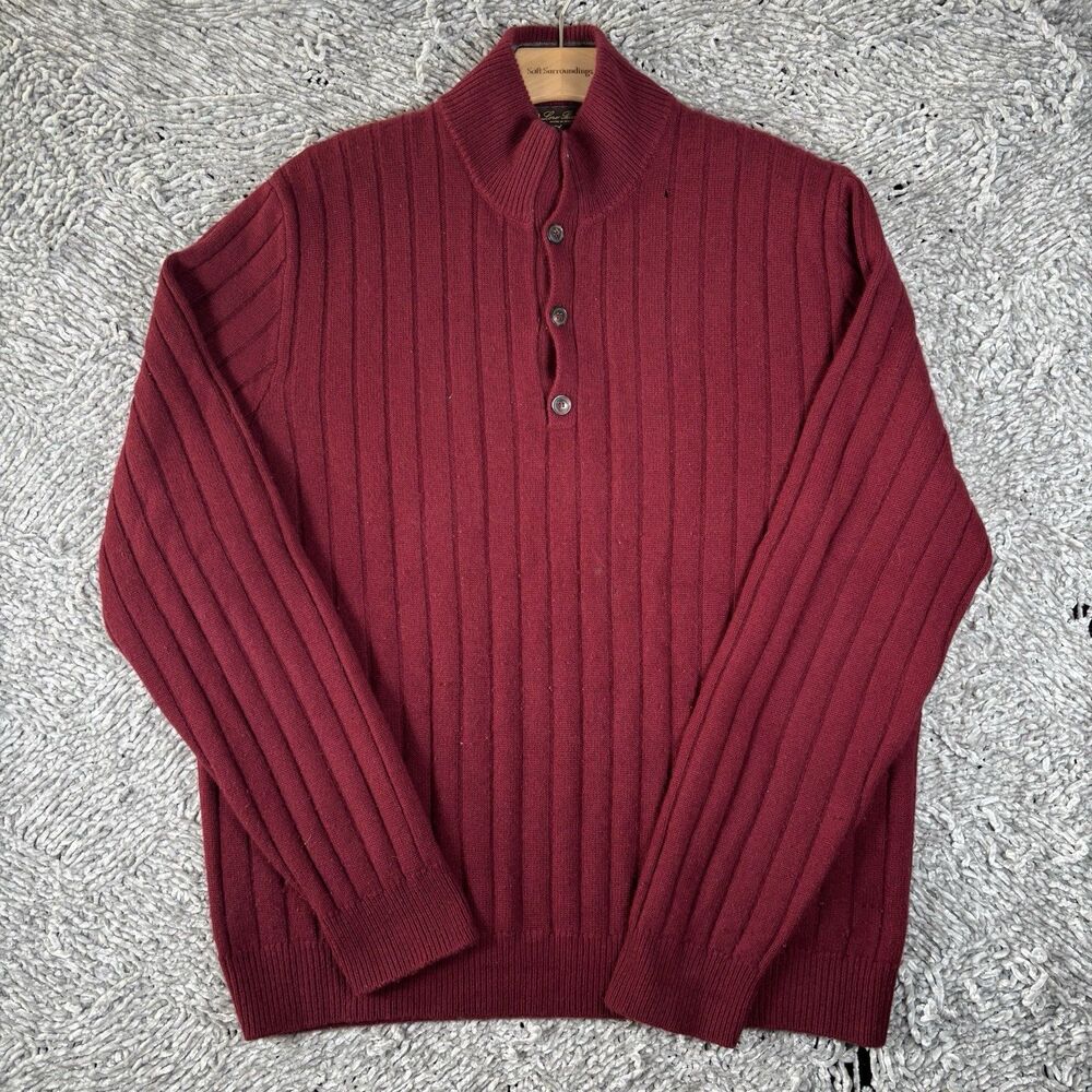 Loro Piana Sweater Men's Size 52 Red 100% Cashmere Italy Long Sleeve Mock Neck